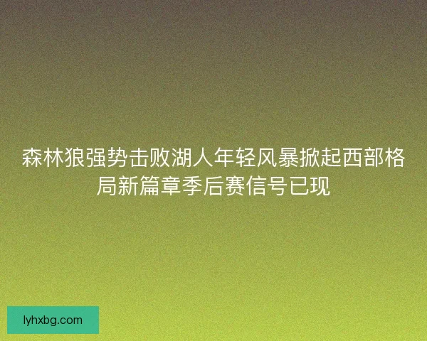 森林狼强势击败湖人年轻风暴掀起西部格局新篇章季后赛信号已现